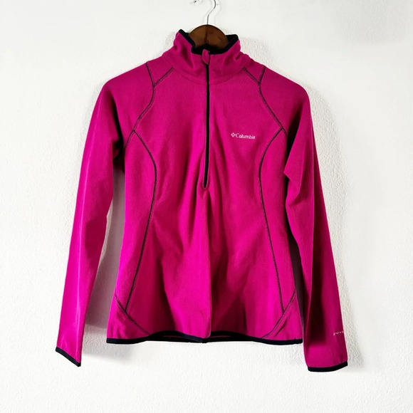 Columbia Pink Fleece Half Zip Pullover Waffle Fabric Omni-Wick S Sporty Outdoors - Picture 1 of 10